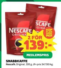 Coop Daglivs SNABBKAFFE, Medlemspris erbjuda