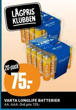 ÖoB VARTA LONGLIFE BATTERIER, Medlemspris erbjuda