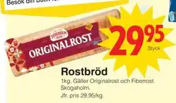 Matöppet Rostbröd, SEK 29.95 erbjuda