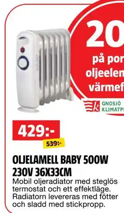 Bauhaus OLJELAMELL BABY 500W 230V 36X33CM, SEK 429 erbjuda