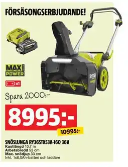 Bauhaus SNÖSLUNGA RY36STX53A-160 36V, SEK 8995 erbjuda