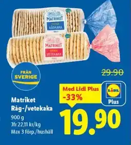 Lidl Matriket Råg-/vetekaka erbjuda