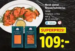 Lidl Norsk sjømat Gravad/kallrökt lax erbjuda