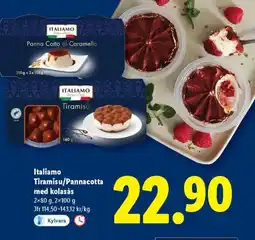 Lidl ITALIAMO Tiramisu/Pannacotta med kolasås erbjuda
