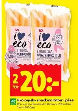 ICA Kvantum ICA Ekologiska snackmorötter i påse erbjuda
