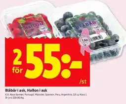 ICA Kvantum ICA Blåbär i ask, Hallon i ask erbjuda