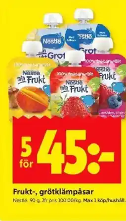 ICA Kvantum Nestlé Frukt-, grötklämpåsar erbjuda