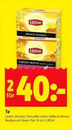 ICA Kvantum Lipton Te erbjuda