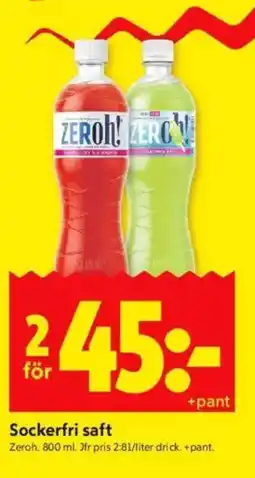 ICA Kvantum Zeroh Sockerfri saft erbjuda