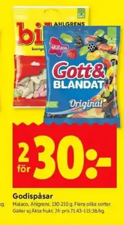 ICA Kvantum Malaco, Ahlgrens Godispåsar erbjuda