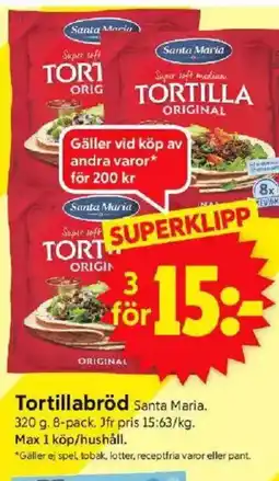 ICA Supermarket Santa Maria Tortillabröd erbjuda