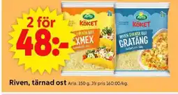 ICA Supermarket Arla Köket Riven, tärnad ost erbjuda