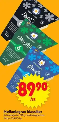 ICA Supermarket Skånemejerier Mellanlagrad klassiker erbjuda