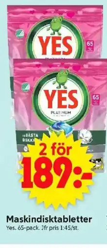 ICA Supermarket YES Maskindisktabletter erbjuda