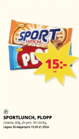 Tempo Cloetta Sportlunch, plopp erbjuda
