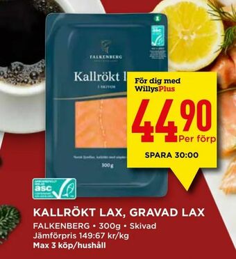 Willys Kallrökt lax, gravad lax erbjuda