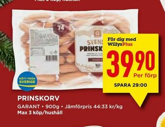 Willys Prinskorv erbjuda