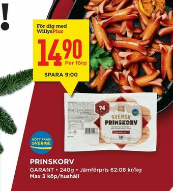 Willys Hemma Prinskorv erbjuda