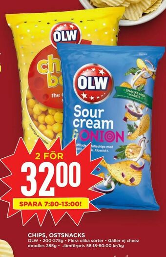 Willys Hemma Chips, ostsnacks erbjuda