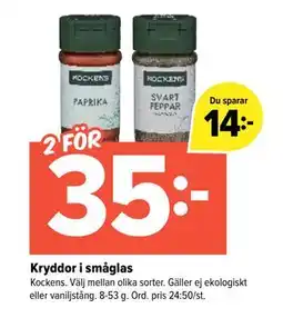 Coop Extra Kryddor i småglas, SEK 35 erbjuda