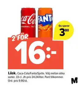Coop Extra Läsk, SEK 16 erbjuda