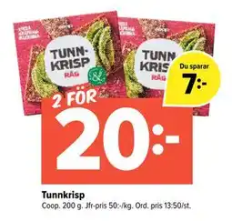 Coop Extra Tunnkrisp, SEK 20 erbjuda