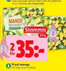 ICA Kvantum Fryst mango erbjuda