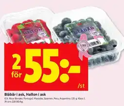 ICA Kvantum Blåbär i ask, Hallon i ask erbjuda