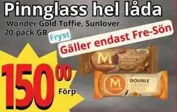 Supergrossen Pinnglass hel låda Wonder Gold Toffie, Sunlover erbjuda