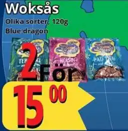 Supergrossen Woksås Olika sorter Blue dragon erbjuda
