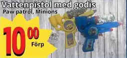 Supergrossen Paw patrol, Minions Vattenpistol med godis erbjuda
