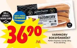 ICA Supermarket Varmkorv bokspånsrökt erbjuda