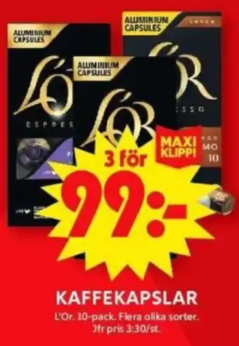 ICA Supermarket L'OR Kaffekapslar erbjuda