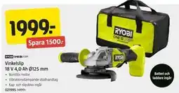 Jula Vinkelslip 18 V 4,0 Ah Ø125 mm, SEK 1999 erbjuda