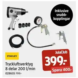 Jula Tryckluftsverktyg 8 delar 200 l/min, Medlemspris erbjuda