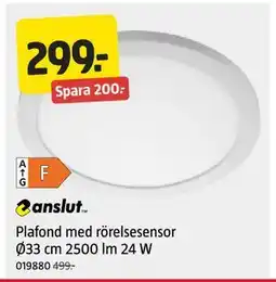 Jula Plafond med rörelsesensor Ø33 cm 2500 lm 24 W, SEK 299 erbjuda