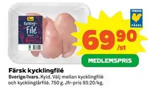 Stora Coop Färsk kycklingfilé, Medlemspris erbjuda