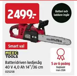 Jula Batteridriven kedjesåg 40 V 4,0 Ah 14”/36 cm., SEK 2499 erbjuda