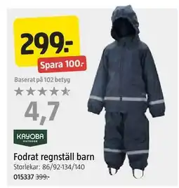Jula Fodrat regnställ barn, SEK 299 erbjuda