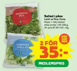 Stora Coop Sallad i påse, Medlemspris erbjuda