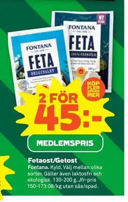 Stora Coop Fetaost/Getost, Medlemspris erbjuda