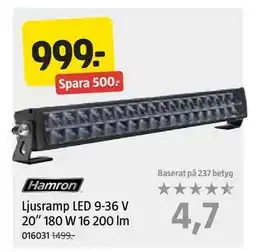 Jula Ljusramp LED 9-36 V 20” 180 W 16 200 lm, SEK 999 erbjuda