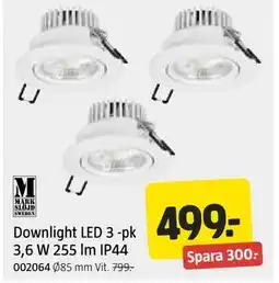 Jula Downlight LED 3 -pk 3,6 W 255 lm IP44, SEK 499 erbjuda