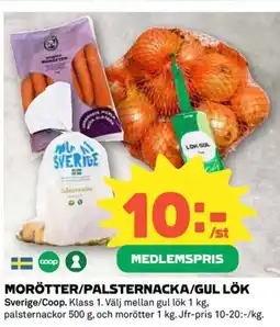 Coop Morötter/palsternacka/gul lök erbjuda