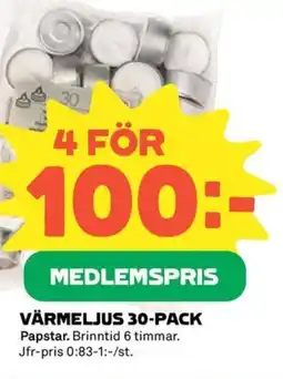 Coop Värmeljus 30-pack erbjuda