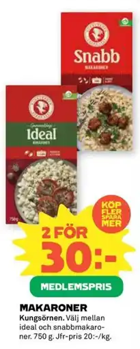 Coop Makaroner erbjuda