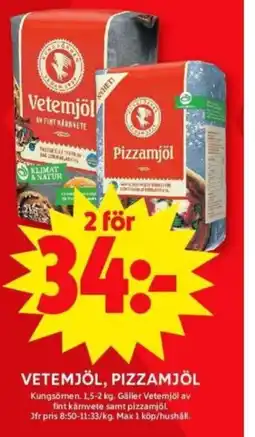 ICA Supermarket Kungsömnen Vetemjöl, pizzamjöl erbjuda