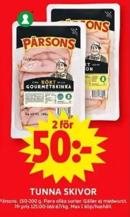 ICA Supermarket PARSONS Tunna skivor erbjuda