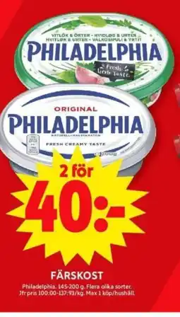 ICA Supermarket PHILADELPHIA Färskost erbjuda