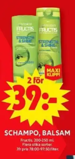 ICA Supermarket GARNIER Fructis Schampo, balsam erbjuda